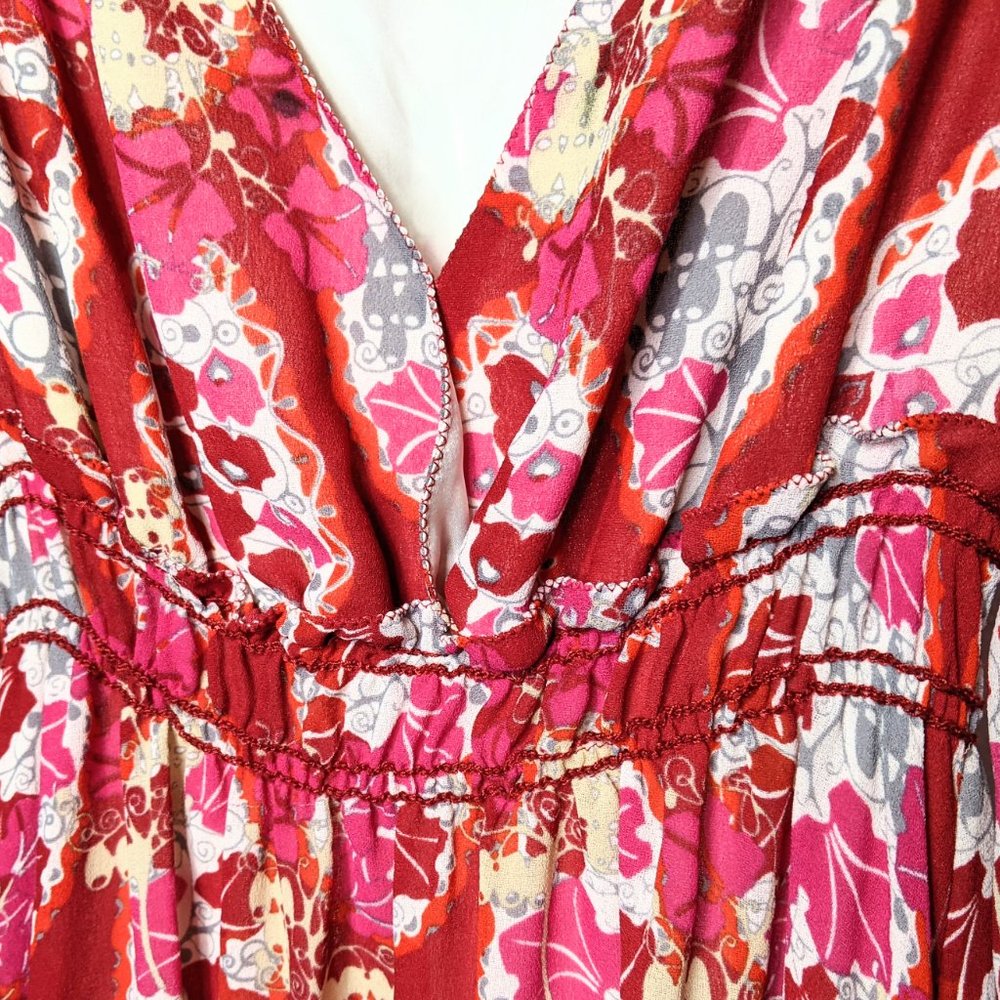 Chelsea & Violet Red Floral Puff Sleeve Maxi Dress - Picture 3 of 11